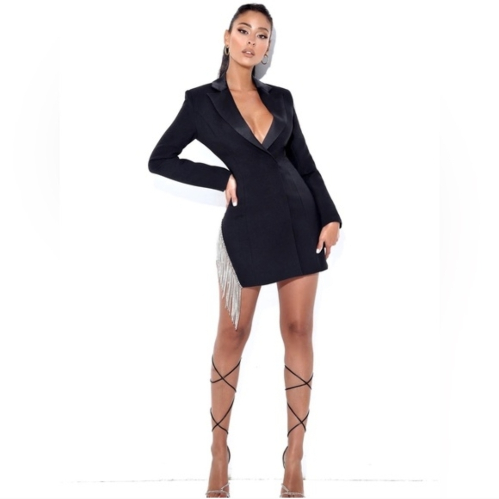 Black Embellished Blazer Dress Size Small